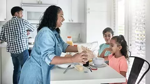 Family having breakfast
