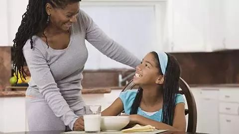 Family having breakfast